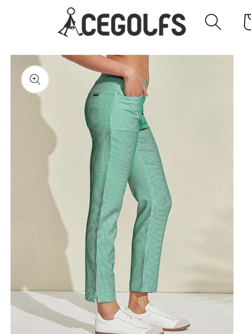 Green Gingham Slim Crop golf Pants